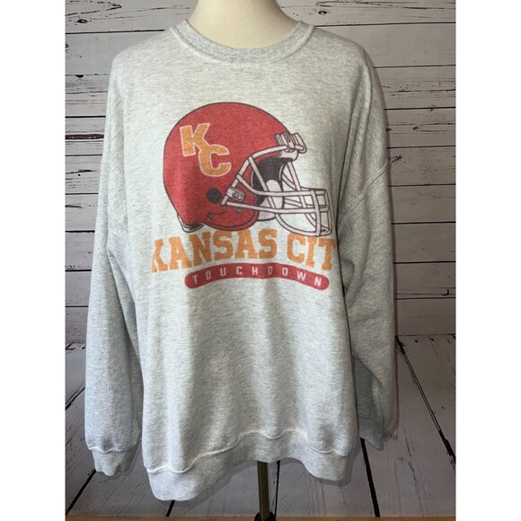 Kansas City Chiefs NFL Touchdown Helmet Pullover Sweatshirt XXL 2X Gildan Heavy - Picture 2 of 6